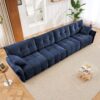 Modern 4 Seater Sofa Frame In Premium, High Resilience Cushions, Versatile Seating - Blue - Image 11