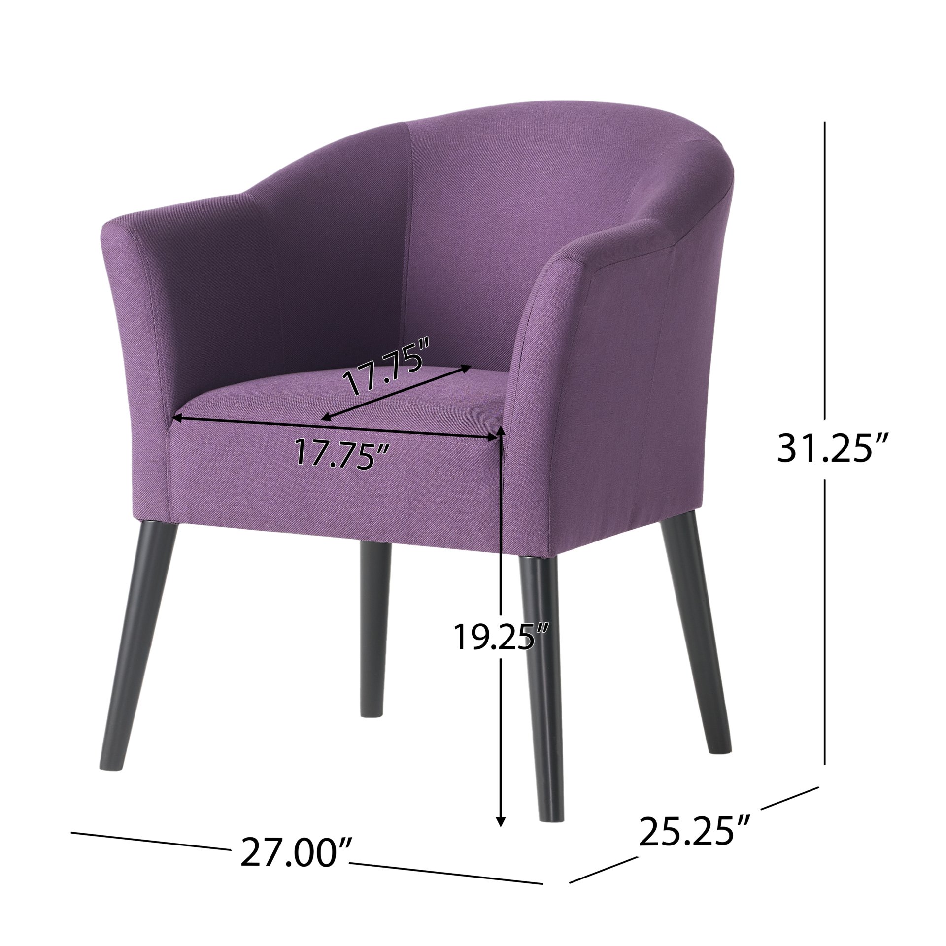 Fabric Arm Chair With Wooden Legs And Cushioned Seat - Plum - Image 3