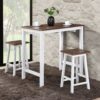 3 Pieces Counter Set Hanging Stool Easy To Clean For Small Space - Antique Dark Oak / Antique White - Image 2