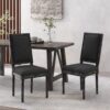 French Country Style Dining Chair Set With Upholstered Seating And Fluted Legs - Black - Image 5