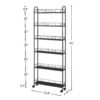 6 Tier Rolling Cart Gap Kitchen Slim Slide Out Storage Tower Rack With Wheels, 6 Baskets, Kitchen, Bathroom Laundry Narrow Piaces Utility Cart - Black - Image 3