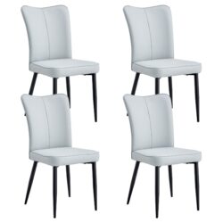 Modern Minimalist Dining And Office Chairs Set With Metal Legs - Light Gray