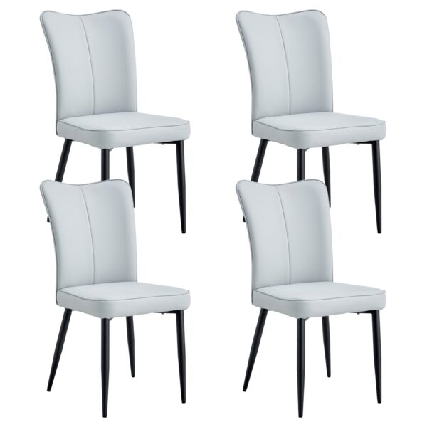 Modern Minimalist Dining And Office Chairs Set With Metal Legs - Light Gray