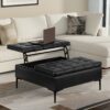 Laura - Lift Top Storage Ottoman - Black - Image 4
