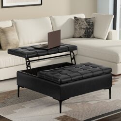 Laura - Lift Top Storage Ottoman - Black