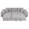 Pull Out Sleeper Sofa Reversible L-Shape 3 Seat Sectional Couch With Storage Chaise And 2 Stools For Living Room Furniture Set - Gray - Image 10
