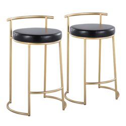 Fuji - Round Contemporary Fixed Height Counter Stool (Set of 2) - Gold / Black
