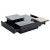 Movable Top Coffee Table, Modern Square Wood Coffee Table With High Gloss Finish, 4 Hidden Storage Drawers For Living Room - Black - Image 11