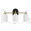 Meadows - 3 Lights Vanity Brush Bathroom Wall Light For Bathroom Over Mirror - Black / Gold / White - Image 3
