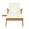 Versatile Chaise Lounge With Wheels Acacia Wood Recliner For Patio - Cream - Image 11