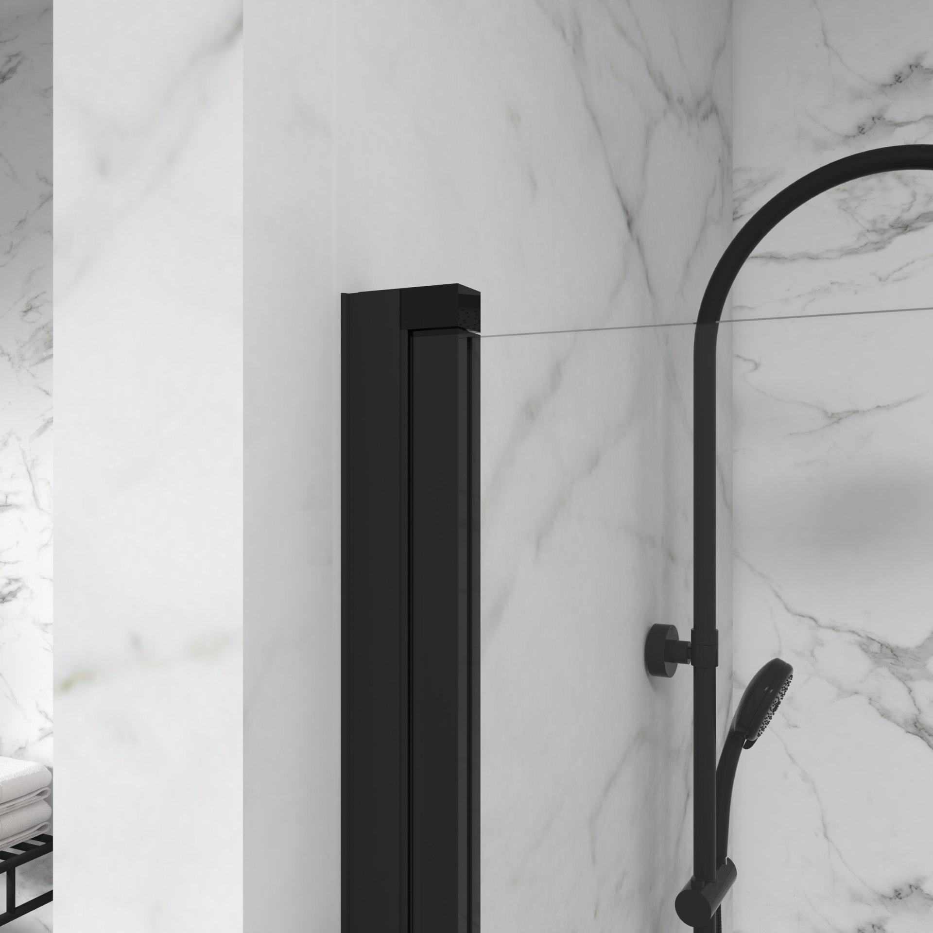 Bathtub Screen Panel Shower Door 180° Pivot - Black - Image 5