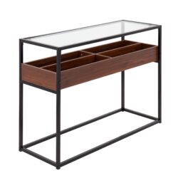 Display Contemporary Console Table - Black / Walnut / Clear