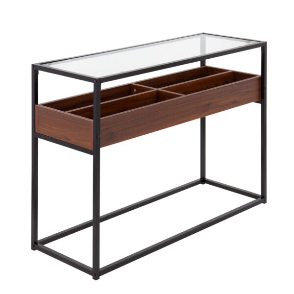 Display Contemporary Console Table - Black / Walnut / Clear
