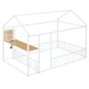 Full Size Bed House Frame With Desk, Shelves, Power Outlets And USB Ports - White - Image 2