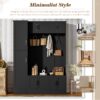 Tall Hall Tree With Shoe Storage, 4 In 1 Entryway Bench With 6 Cabinets, 4 Coat Hooks & Adjustable Shelf For Hallway - Black - Image 7