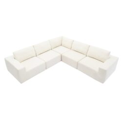 Modular L Shaped Sectional Sofa, Luxury Floor Couch Set, Upholstered Indoor Furniture, Foam - Filled Sleeper Sofa Bed 5 Pieces Free Combination - Beige