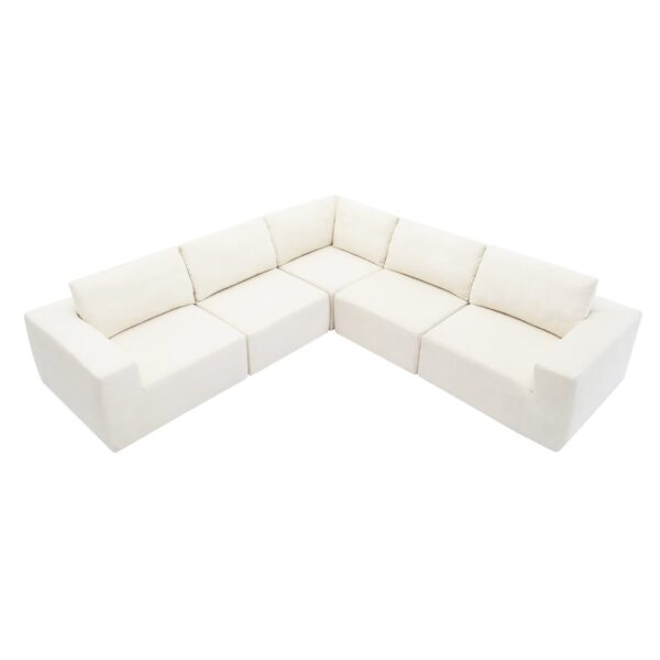 Modular L Shaped Sectional Sofa, Luxury Floor Couch Set, Upholstered Indoor Furniture, Foam - Filled Sleeper Sofa Bed 5 Pieces Free Combination - Beige