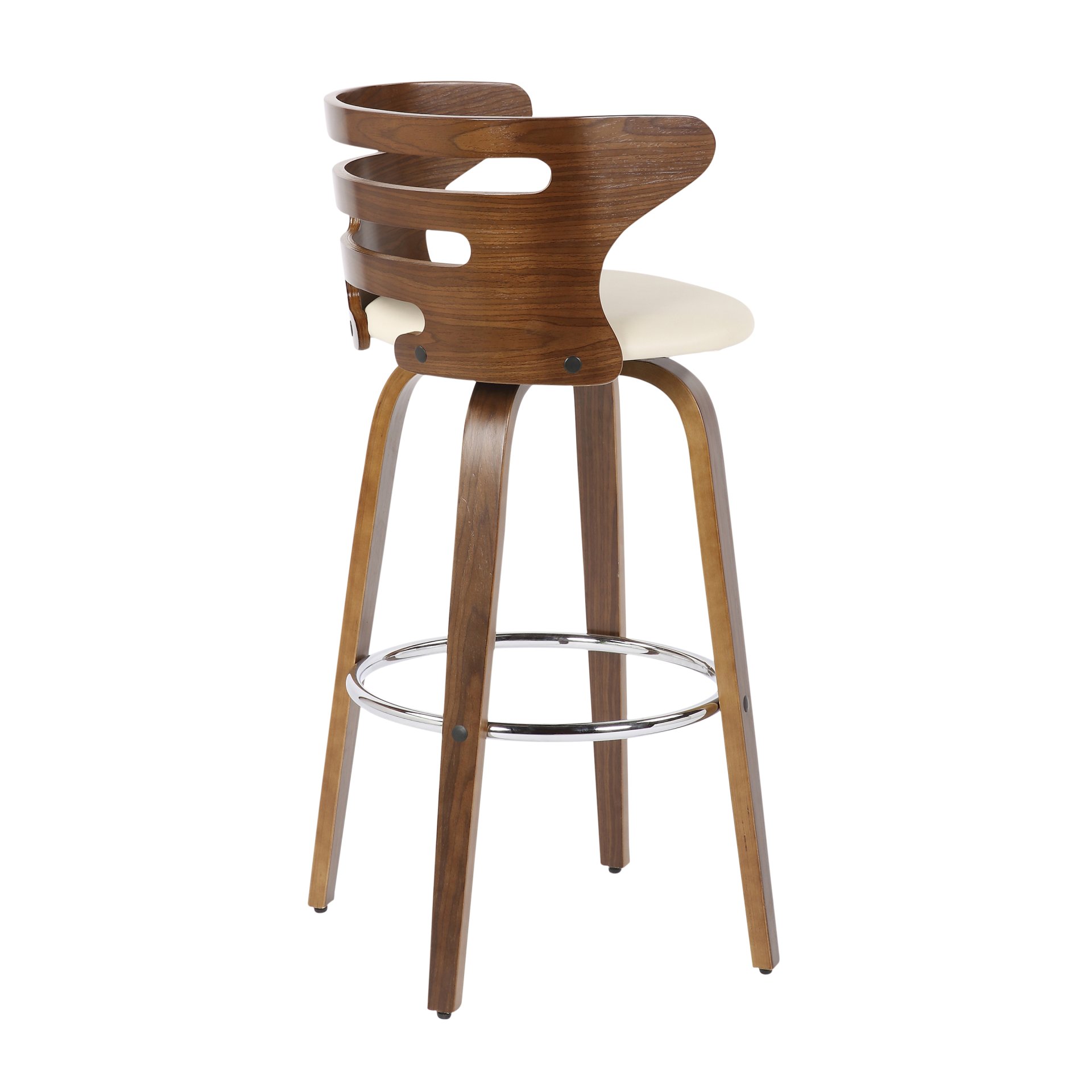 Cosini - Mid-Century Modern Barstool With Swivel (Set of 2) - Walnut / Cream - Image 4