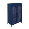 2 Doors Metal Storage Cabinet Display Cabinet With Glass Doors Metal Kitchen Sideboard Buffet Cabinet Glass Storage Cabinet For Dining Room Living Room Bedroom - Dark Blue - Image 6