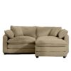 Retro Modern Corduroy 2 Seater Sofa With Ottoman Cozy For Small Spaces - Tan - Image 6