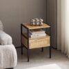 Rattan End Table With Drawer, Modern Nightstand, Metal Legs, Side Table For Living Room, Bedroom - Natural - Image 4