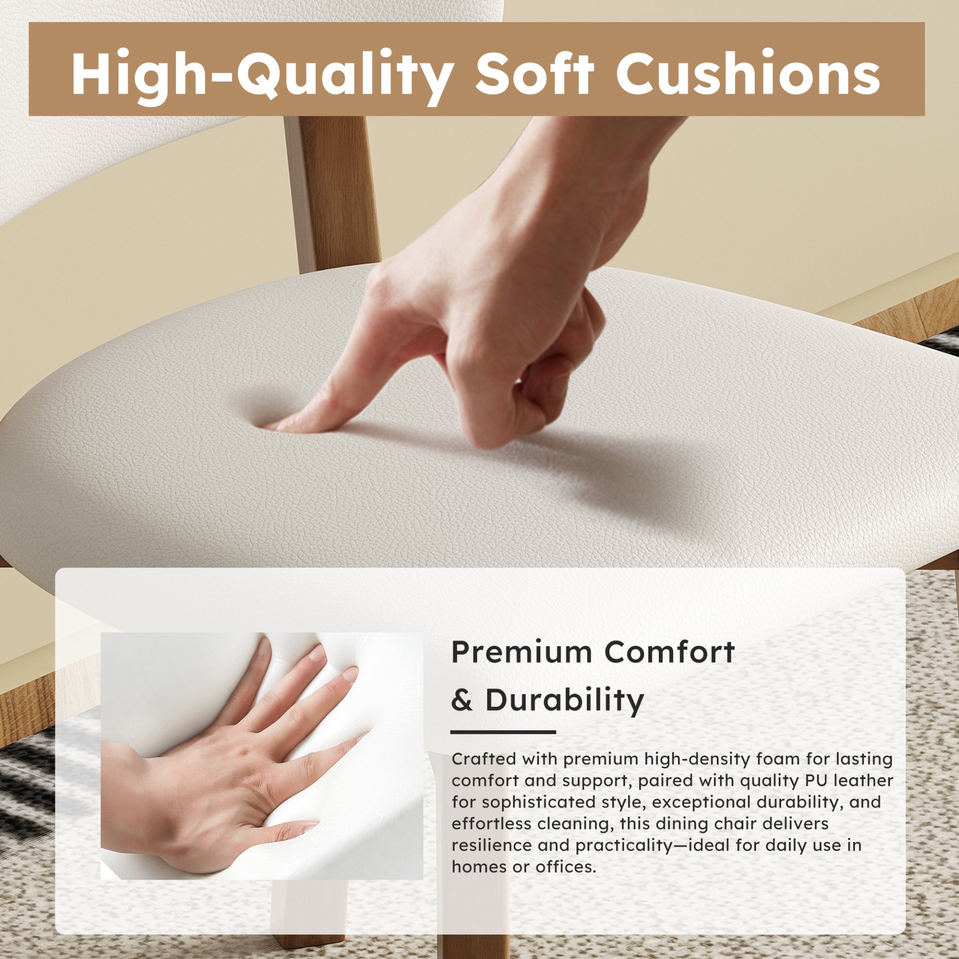 Dining Chair (Set of 2) - White / Deep Walnut - Image 5