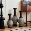 Desktop Vase, Classic And Neat Floor Vase, High Independent Flower Stand, Home Decoration Flower Stand (Set of 3) - Brown White - Image 19