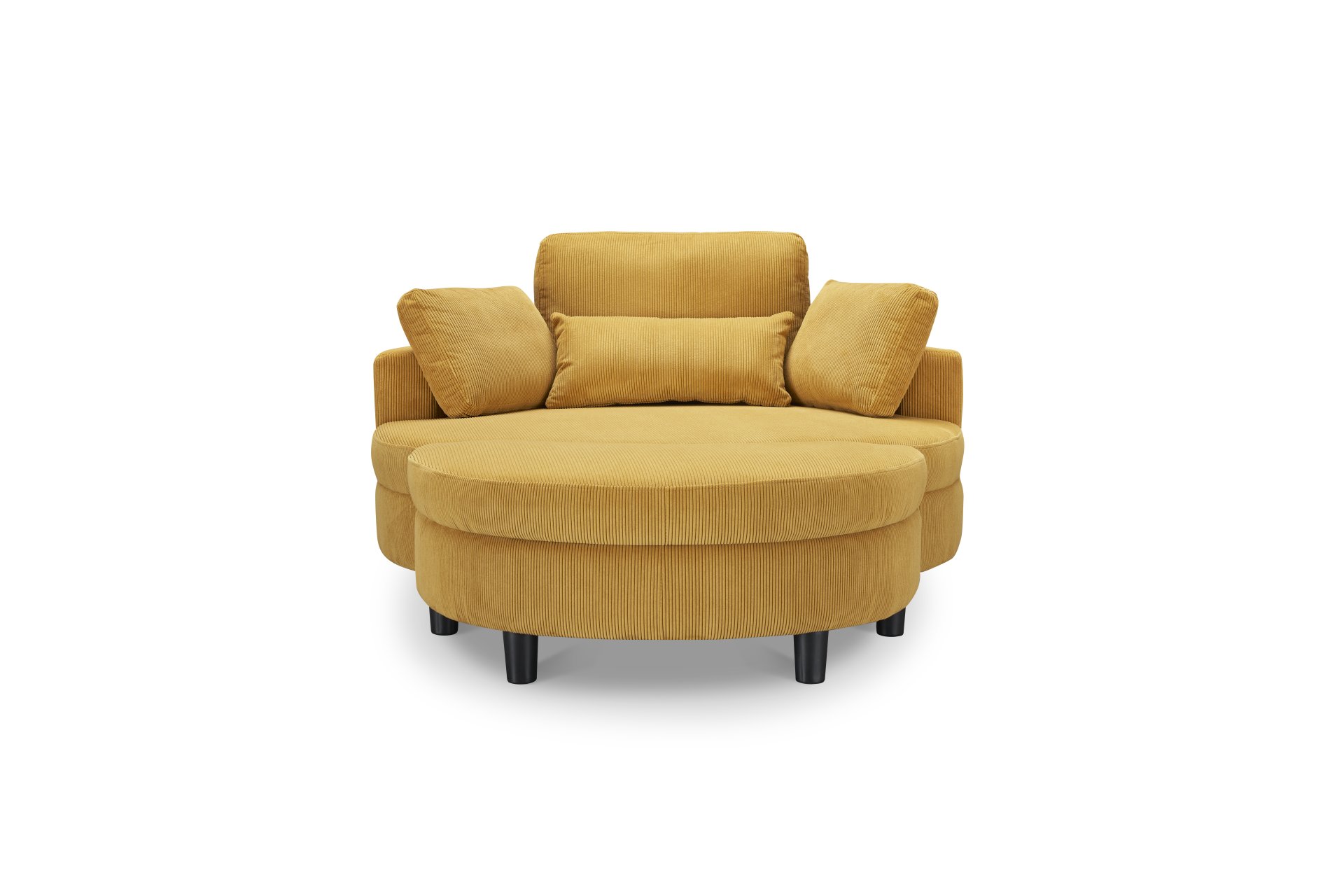 Corduroy Sofa With Two Throw Pillows And A Waist Pillow With An Extra Tray For Comfortable Seating Suitable For Small Apartment Bedroom Space - Yellow - Image 7