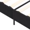 King Size Upholstered Platform Bed Frame With Linen Fabric Headboard, No Box Spring Needed, Wood Slat Support - Black - Image 13