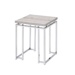 Chafik - End Table - Natural Oak / Chrome