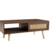 Rattan Coffee Table Sliding Door For Storage Legs Modern Table For Living Room - Walnut - Image 10
