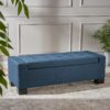 Empower - Button Tufted Waffle Upholstered Storage Ottoman With Wood Legs - Navy Blue - Image 2
