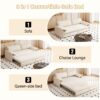 Queen Pull Out Sofa Bed, 3 In 1 Convertible Sleeper Sofa With Side Storage For Living Room - Beige - Image 9