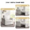 Modern Convertible 3 In 1 Sofa Bed Chair With Adjustable Backrest - Cream - Image 12