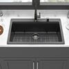 Quartz Kitchen Sink 33" X 22" Granite Composite Drop In Workstation - Black - Image 5