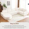 Oversized Modular Sofa Cloud Sectional Sofa Set Upholstered Couches U - Shaped Sofa With Deep Seat For Living Room - Beige - Image 6