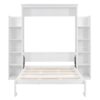 Full Size Murphy Wall Bed With Shelves And LED Lights - White - Image 4