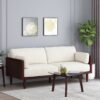 Retro Style Three Seater Sofa With Smooth Upholstery - Beige - Image 4