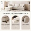 Sectional Sofa With Ottoman L Shaped Cloud Couch Set With Throw Pillows, Free Combination 4 Seat Modular Upholstered - Beige - Image 5