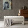 Elegant Soft Close Storage Bench Polyester Upholstery - Cream - Image 2