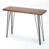 Modern Industrial Breakfast Bar Table, Metal Hairpin Legs & Wood Veneer Top - Natural - Image 7