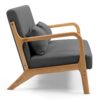 Leisure Chair With Solid Wood Armrest And Feet, Mid-Century Modern Accent Sofa, 2 Seat - Dark Gray - Image 7