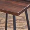 Outdoor Bar Stool With Low Backrests And Wood Seats (Set of 2) - Dark Brown / Black - Image 10