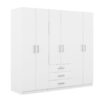 6 Doors Wardrobe Storage For Bedroom With Big Drawers - White - Image 5