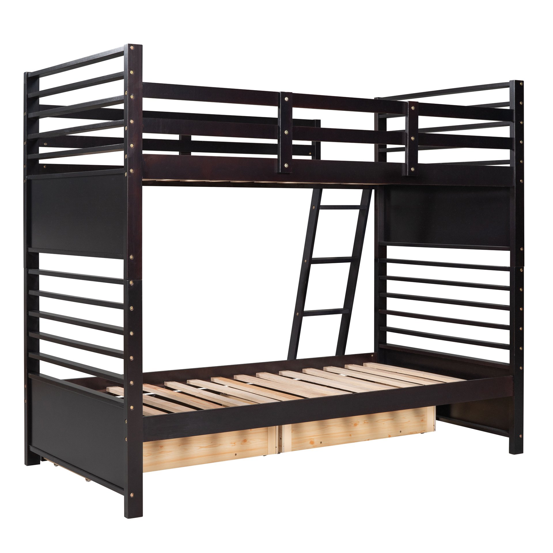 Twin Over Twin Bunk Bed With 2 Drawers - Espresso - Image 13