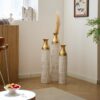 Floor Metal Vases Decorated White Metal Vases (Set of 3) Gorgeous Home Decoration Large Glazed Metal Vases - White - Image 8