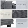 Oversized Loveseat Chaise Lounge Sectional Sofa Bed Corduroy Sleeper Sofa With 2 USB Ports, 2 Cup Holders And 2 Throw Pillows For Living Room And Bedroom - Dark Gray - Image 7