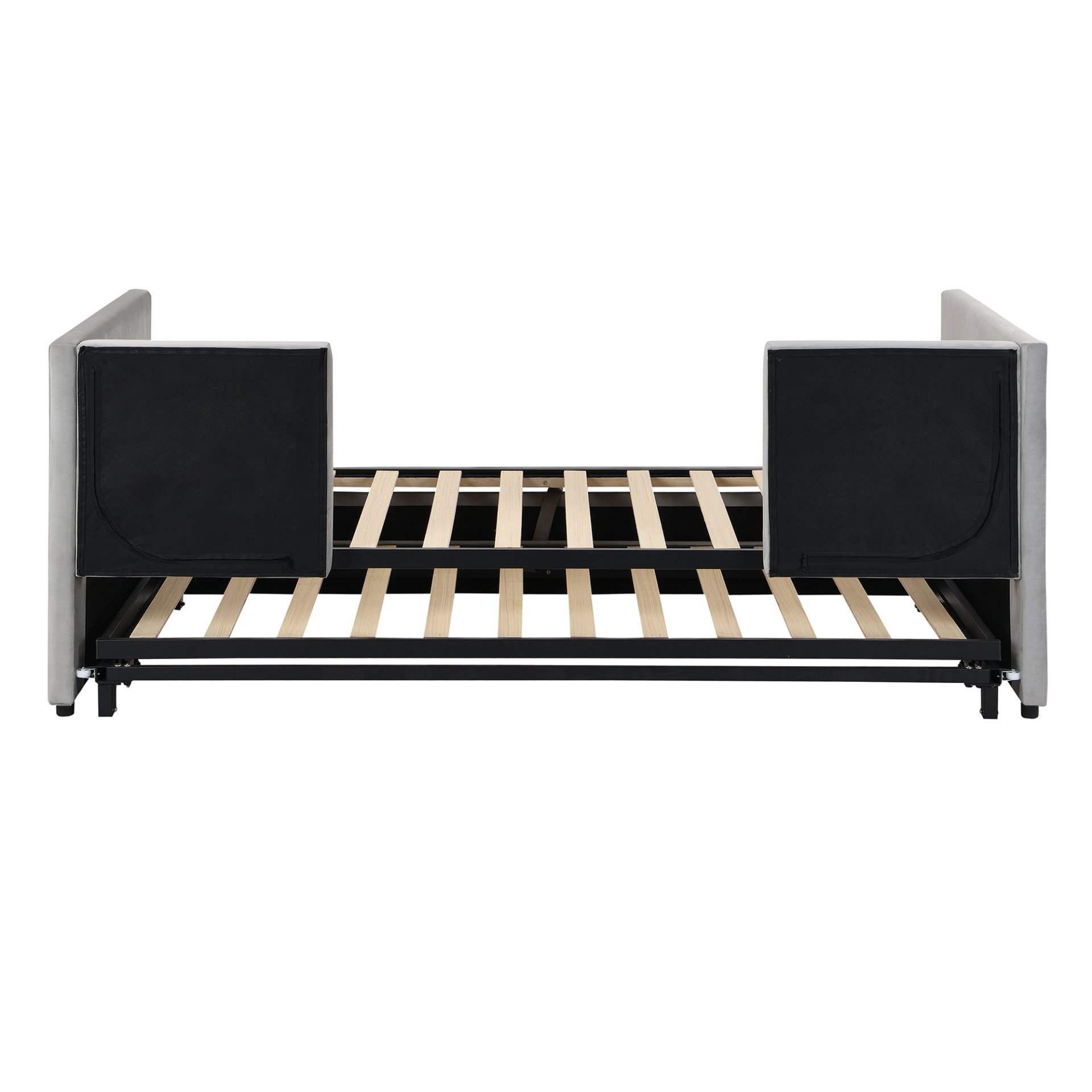 Twin Size Upholstered Daybed With Pop Up Trundle - Gray - Image 5