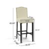 Barstools (Set of 2), Counter Height Upholstered Bar Stools For Kitchen Island - Beige - Image 3