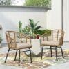 Randy - Modern Wicker Chair With Water Resistant Cushions - Brown / Beige - Image 5